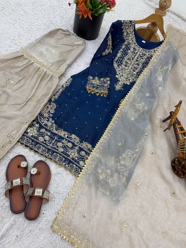 Blue_Party_Wear_Kurti_Plazzo_For_Women
