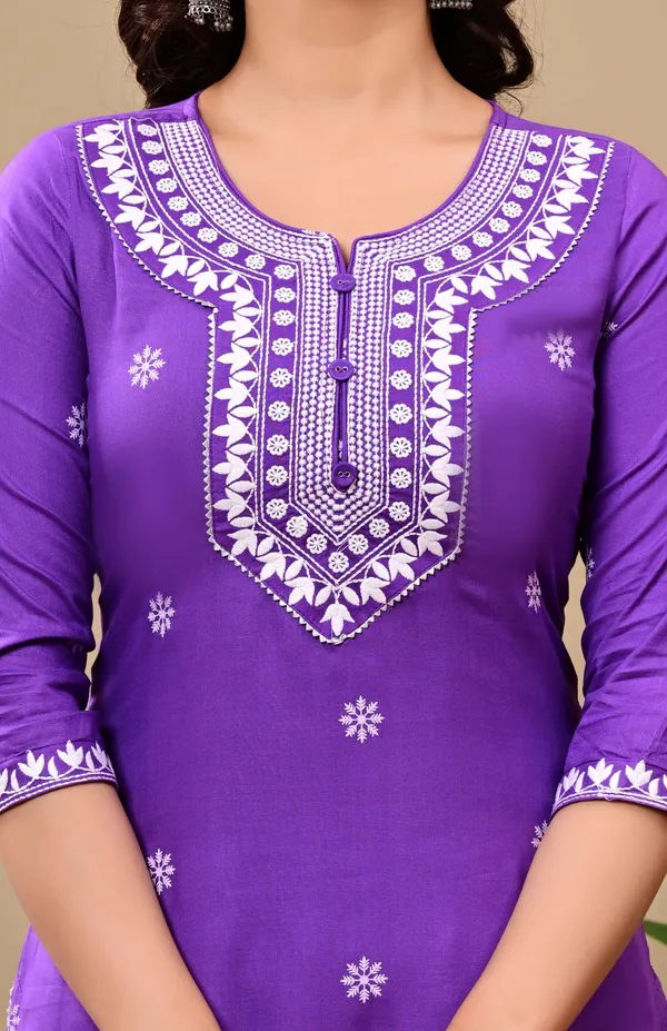 Lavender_Rayon_Premium_Kurti_Pant_Dupatta_Set_For_Girl_And__Women
