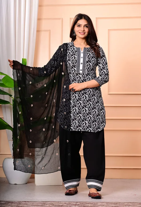 Black_Rayon_Premium_Patiala_Salwar_Suit_Set_With_Dupptta_For_Girl_And__Women