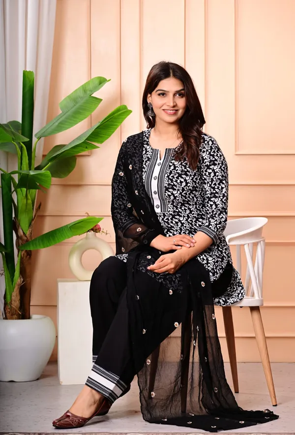 Black_Rayon_Premium_Patiala_Salwar_Suit_Set_With_Dupptta_For_Girl_And__Women