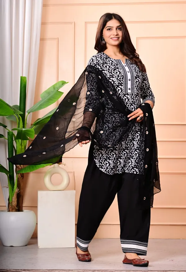 Black_Rayon_Premium_Patiala_Salwar_Suit_Set_With_Dupptta_For_Girl_And__Women