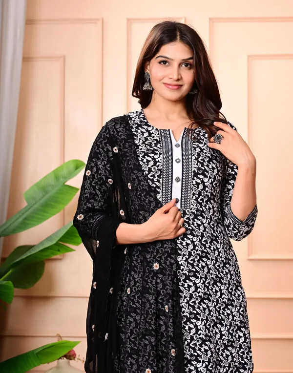 Black_Rayon_Premium_Patiala_Salwar_Suit_Set_With_Dupptta_For_Girl_And__Women