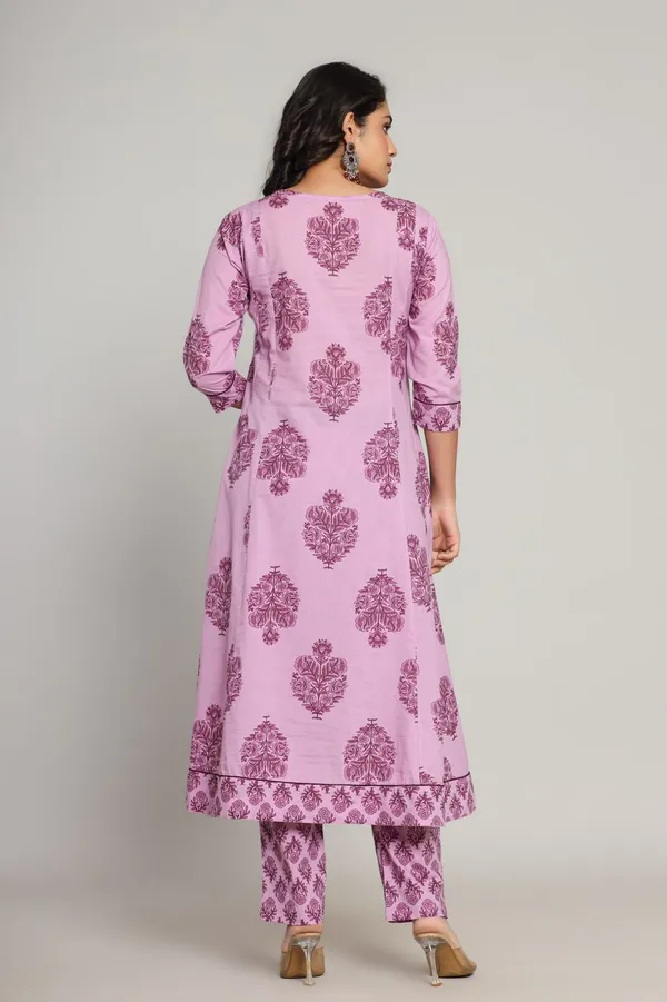 Purple_Cotton_Premium_Ethnic_Motifs_Printed_Empire_Kurta_With_Pant_For_Girl_And__Women