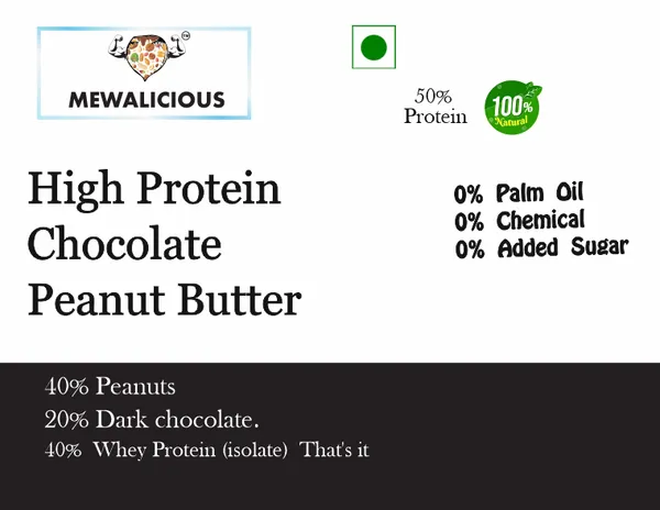 Mewalicious_High_Protein_Peanut_Butter_With_Dark_Chocolate_50%_Protein_Plain_(225gm)