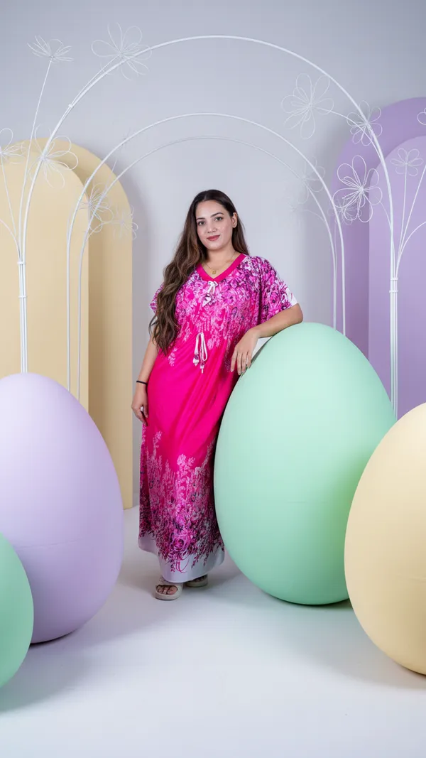 Red_Kaftan_Night_Gown_Nightdress_All_Over_Flower_Printed_Nightgown_Length_For_Women