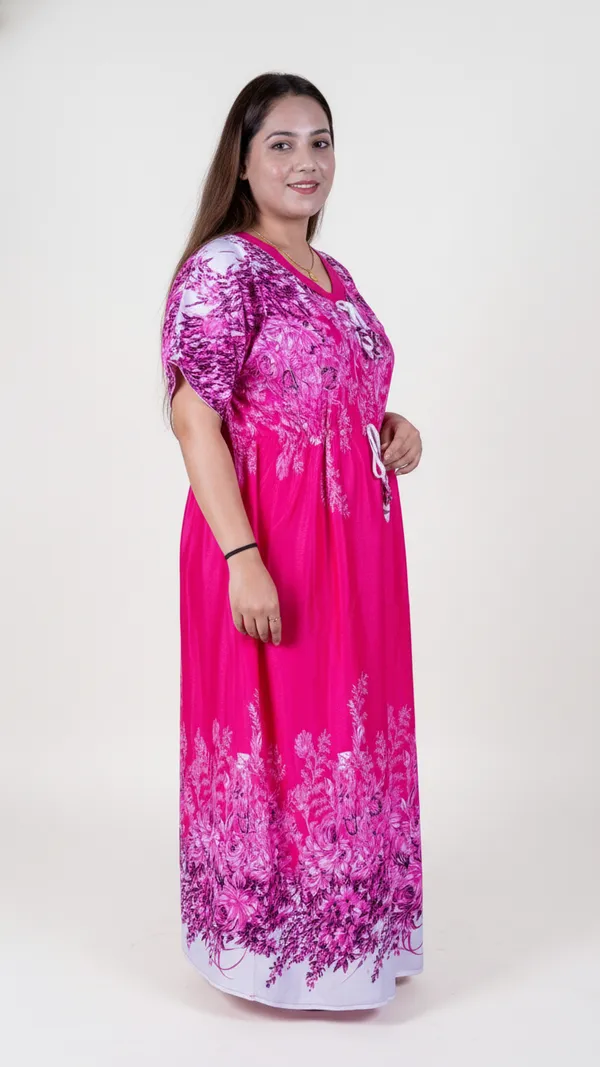 Red_Kaftan_Night_Gown_Nightdress_All_Over_Flower_Printed_Nightgown_Length_For_Women
