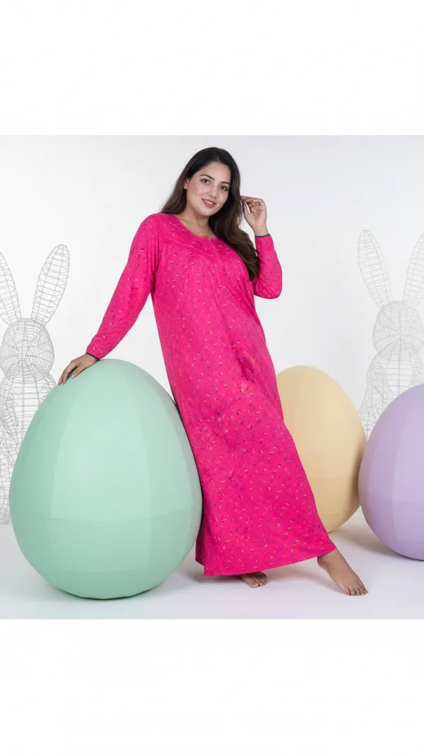 Pink_Hosiery_Cotton_Printed_Nighty_Pocket_Full_Sleeves_Night_Wear_Shaped_Neck_For_Women
