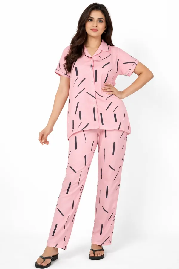 Peach_Cotton_Rayon_Pyjama_Set