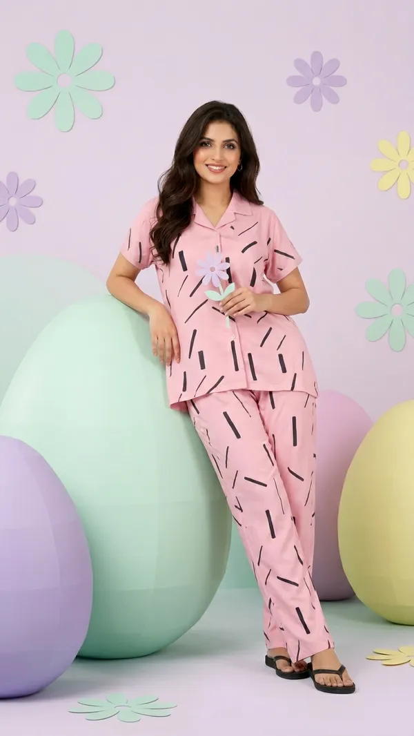 Peach_Cotton_Rayon_Pyjama_Set