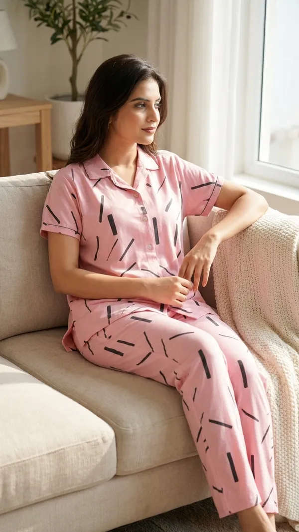 Peach_Cotton_Rayon_Pyjama_Set