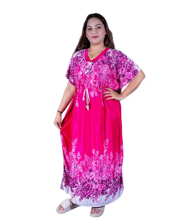 Red_Kaftan_Night_Gown_Nightdress_All_Over_Flower_Printed_Nightgown_Length_For_Women