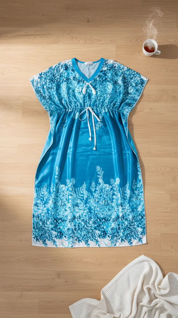 Blue_Kaftan_Night_Gown_Nightdress_All_Over_Flower_Printed_Nightgown_Length_For_Women
