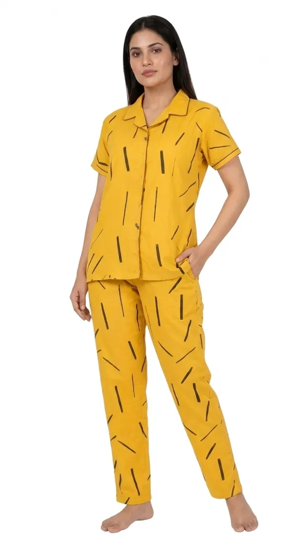 Yellow_Cotton_Rayon_Pyjama_Set