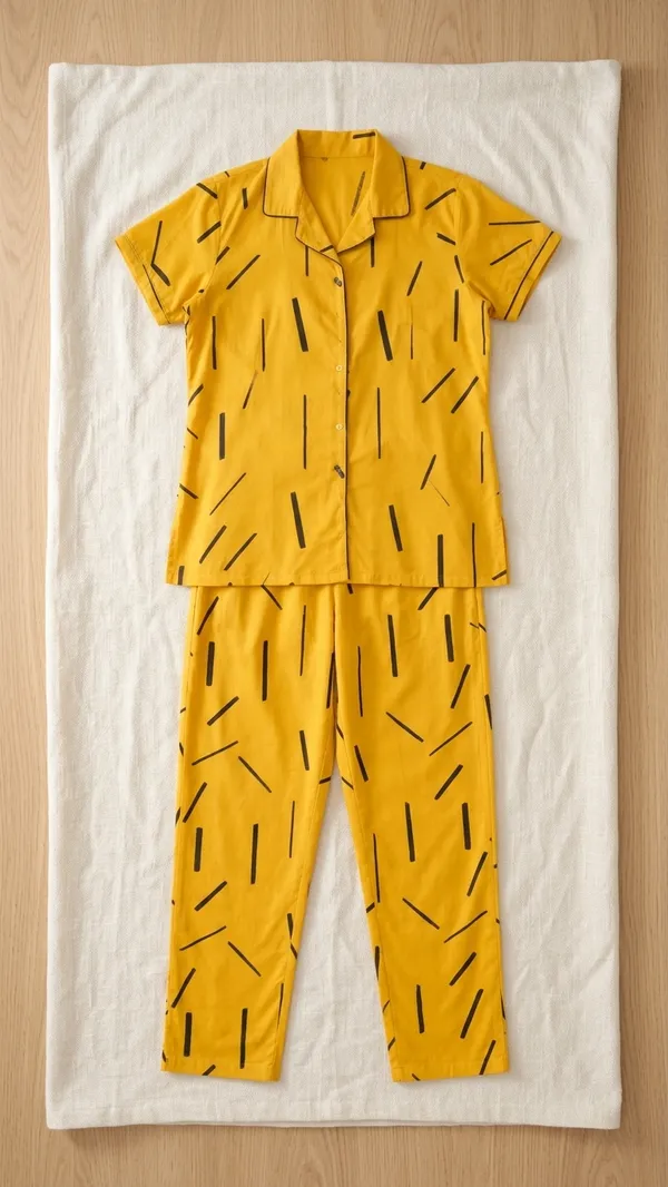 Yellow_Cotton_Rayon_Pyjama_Set