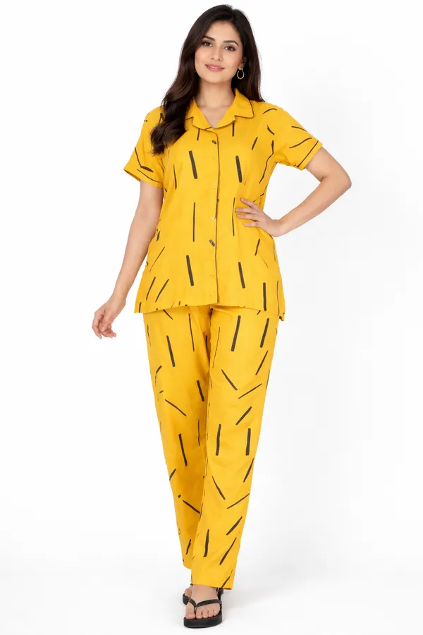 Yellow_Cotton_Rayon_Pyjama_Set