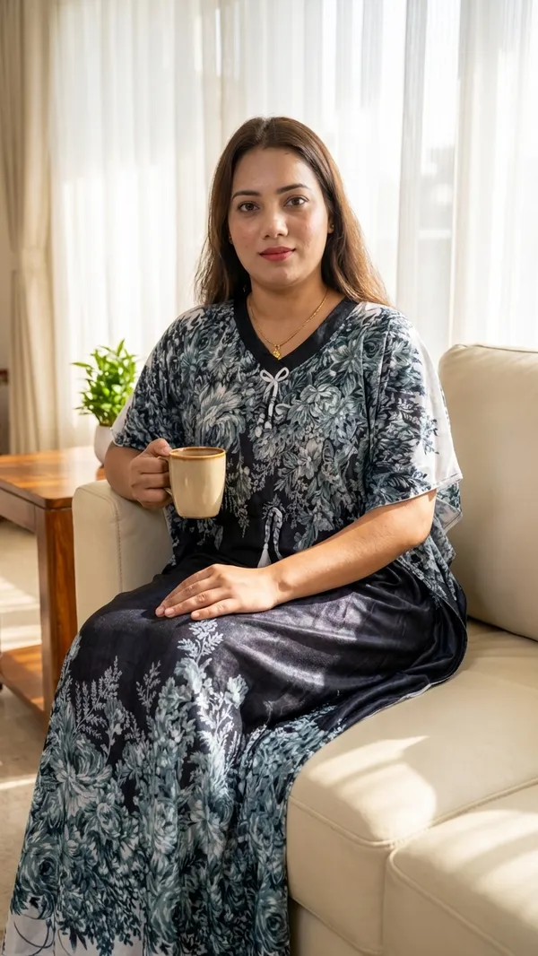 Black_Kaftan_Night_Gown_Nightdress_All_Over_Flower_Printed_Nightgown_Length_For_Women