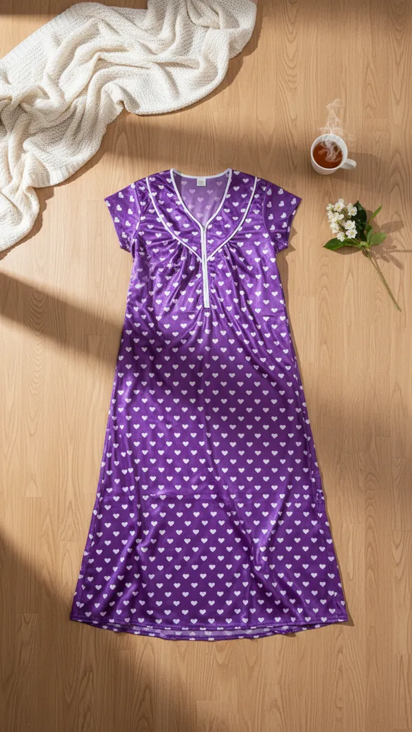 Purple_Satin_Nighty_Half_Sleeves_Night_Wear_Sweetheart_Print_For_Women