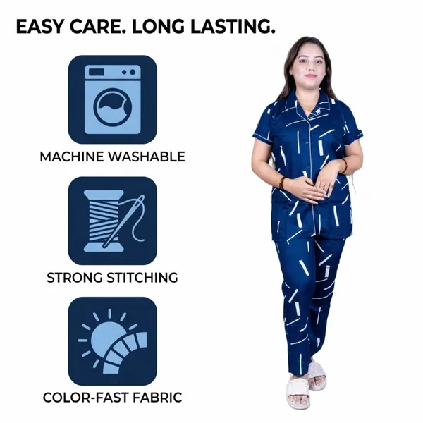 Blue_Cotton_Rayon_Pyjama_Set_Printed_Nighty_Half_Sleeves_Night_Wear