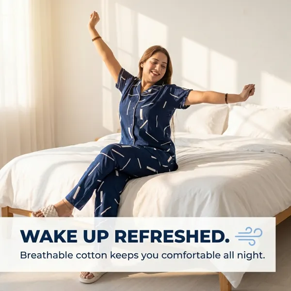 Blue_Cotton_Rayon_Pyjama_Set_Printed_Nighty_Half_Sleeves_Night_Wear