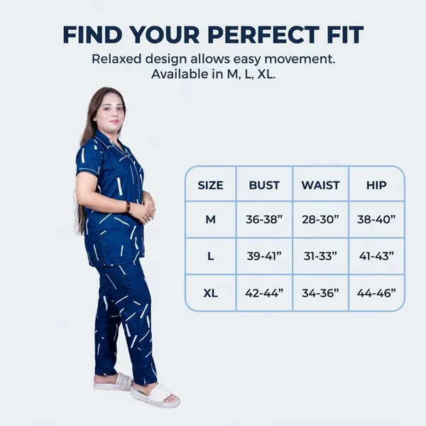 Blue_Cotton_Rayon_Pyjama_Set_Printed_Nighty_Half_Sleeves_Night_Wear