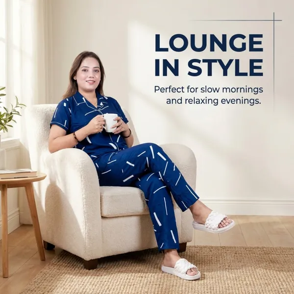 Blue_Cotton_Rayon_Pyjama_Set_Printed_Nighty_Half_Sleeves_Night_Wear