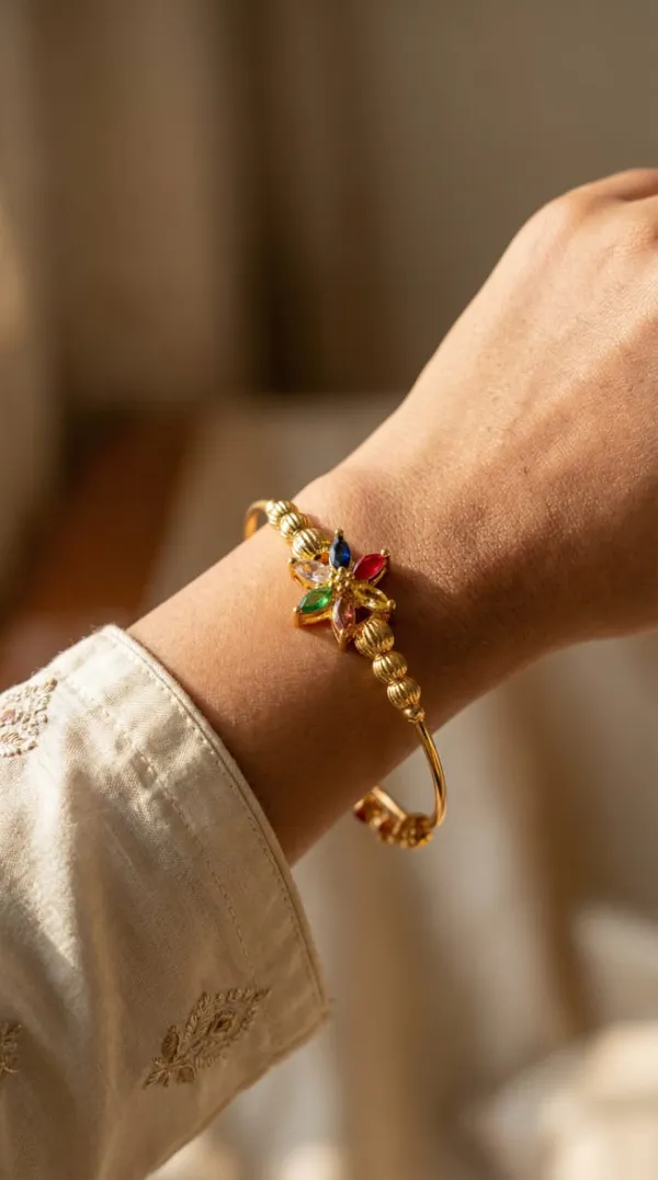 Gold_Toned_Bracelet_With_Central_Star_Shaped_Motiff_And_Textured_Coil_Shaped_Bracelet_Pack_Of_2