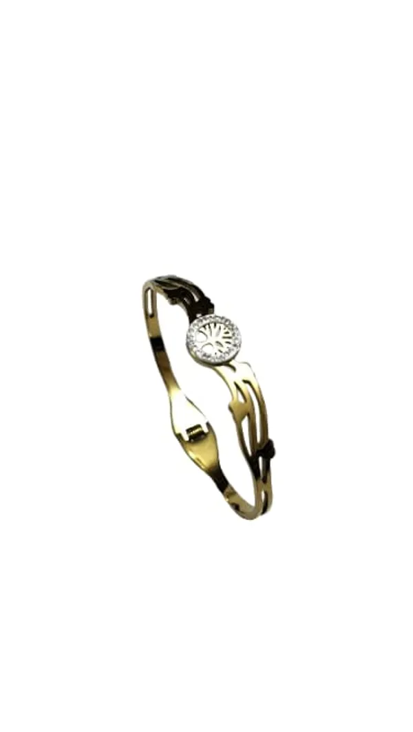Gold_Toned_Sleek,_Curved_Metal_With_A_Central_Sparkling_Floral_Like_Design