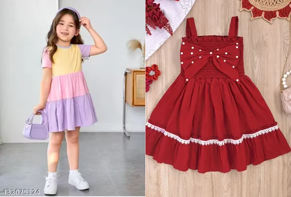 Multicolor_Cotton_Block_Casual_And_Party_Wear_Frock_For_Kids(Pack_Of_2)