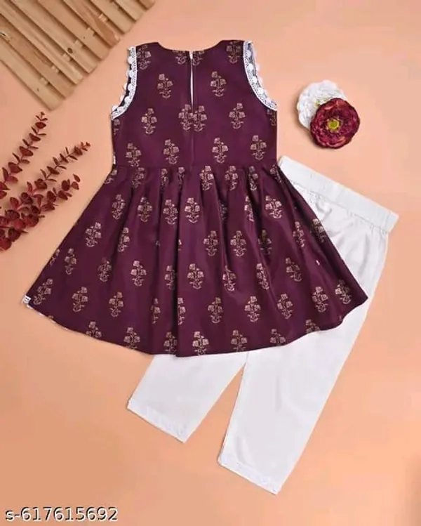 Mustard_Yellow_Sleeveless_Printed_Kurti_Top_With_Pants_Set_For_Kids(Pack_Of_2)