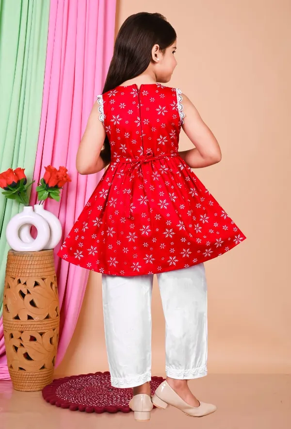 Red_Printed_Sleeveless_Kurti_With_White_Palazzo_Set_For_Kids