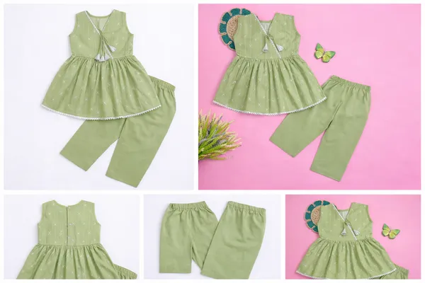 Light_Green_Cotton_Ethnic_Wear_Sleeveless_Printed_Kurti_With_Pant_Set_For_Kids