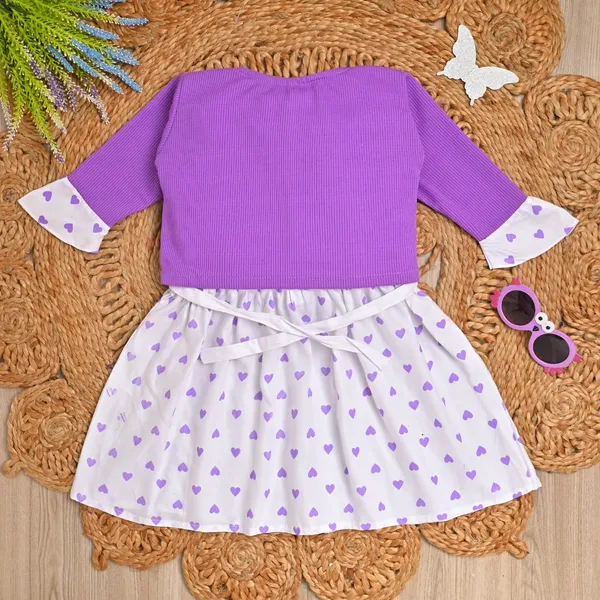 Purple_And_White_Heart_Print_Party_Wear_Dress_For_Kids