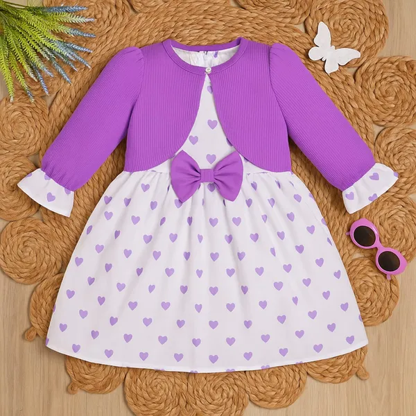Purple_And_White_Heart_Print_Party_Wear_Dress_For_Kids