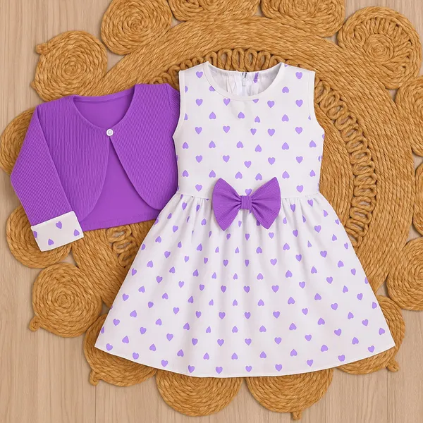 Purple_And_White_Heart_Print_Party_Wear_Dress_For_Kids