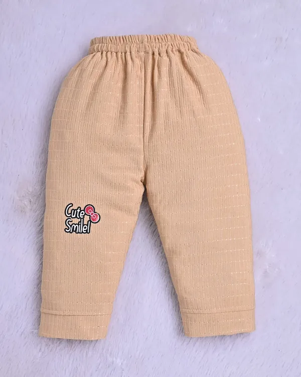 White_And_Beige_Cotton_Cartoon_Print_Top_And_Bottom_Clothing_Set_For_Kids