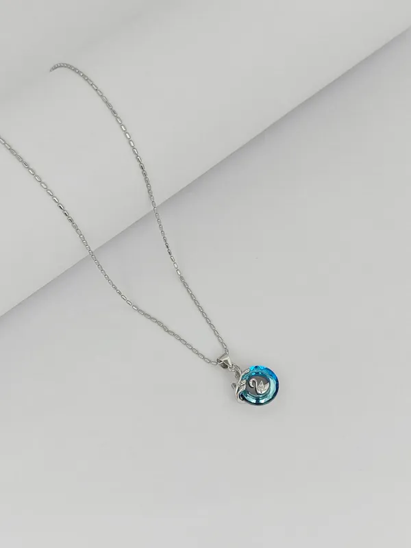 Sterling_Silver_Swan_Crystal_Pendant_For_Female