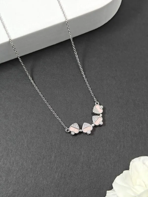 Sterling_Silver_Combine_Four_Heart_Chain_Pendant_For_Female