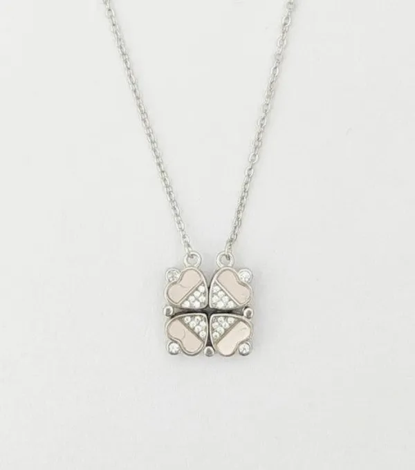 Sterling_Silver_Combine_Four_Heart_Chain_Pendant_For_Female