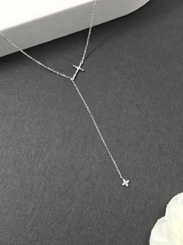 Sterling_Silver_Cross_Lariat_Necklace_For_Female