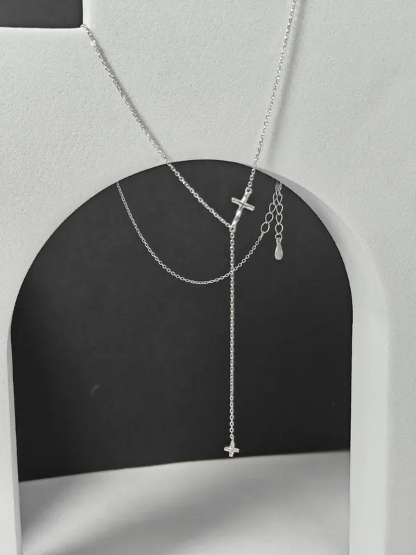 Sterling_Silver_Cross_Lariat_Necklace_For_Female