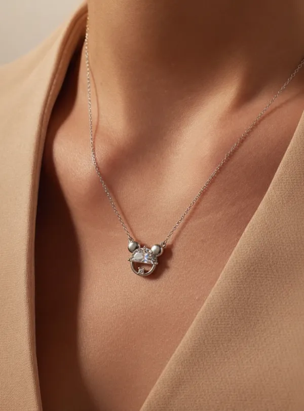 Sterling_Silver_Round_Half_Diamond_Pendant_For_Female