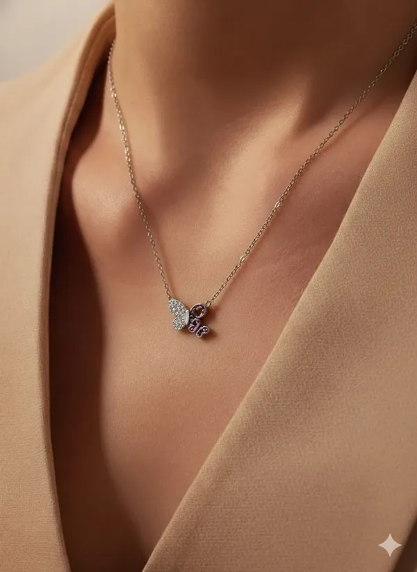 Silver_And_Blue_Trendy_925_Chain_With_Pendant_For_Female