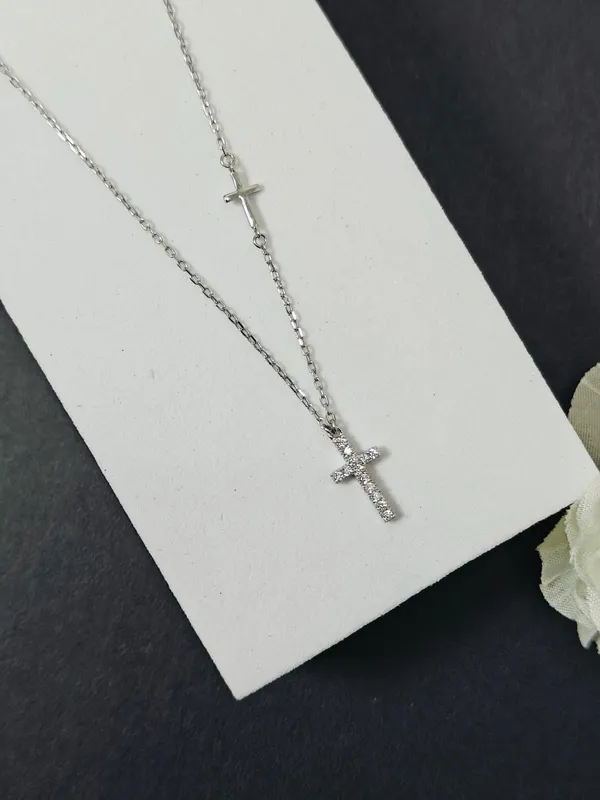 Sterling_Silver_Two_Cross_Pendant_For_Female