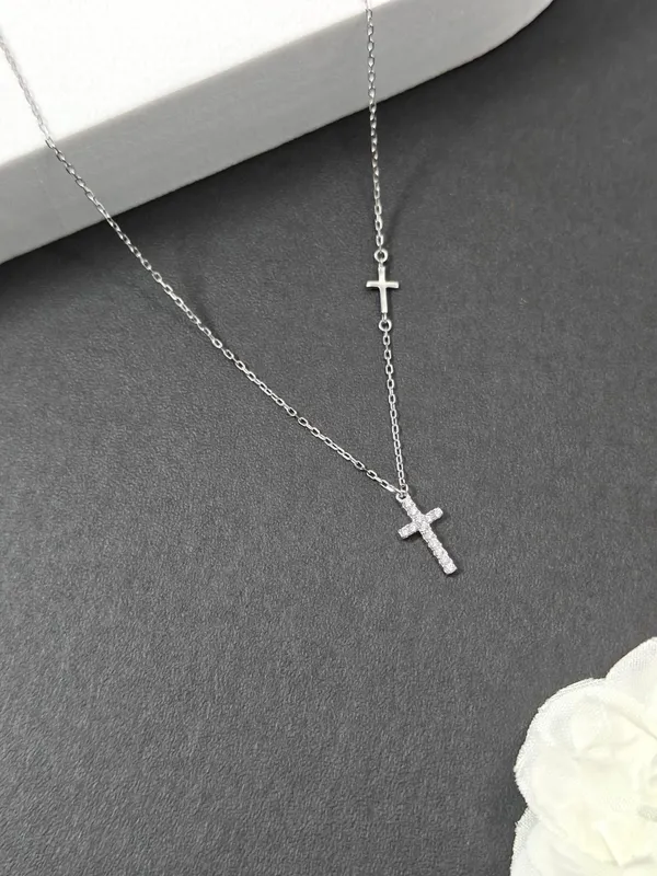 Sterling_Silver_Two_Cross_Pendant_For_Female