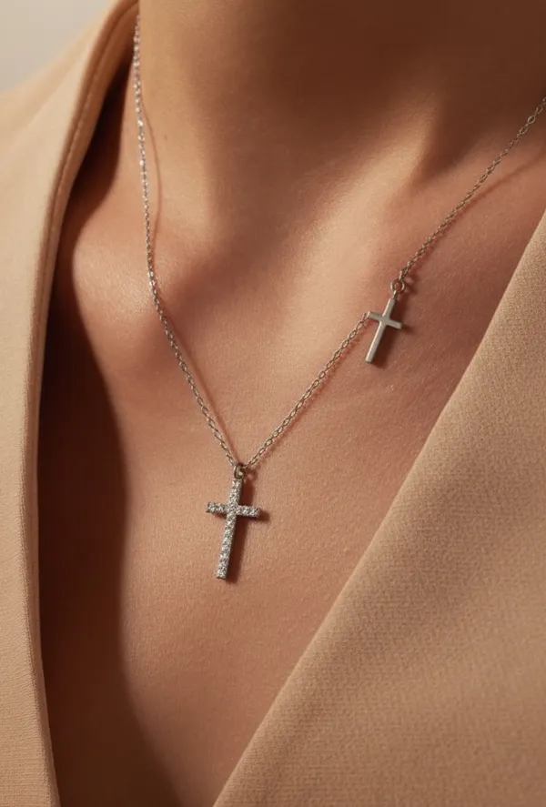 Sterling_Silver_Two_Cross_Pendant_For_Female