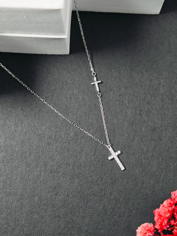Sterling_Silver_Two_Cross_Pendant_For_Female