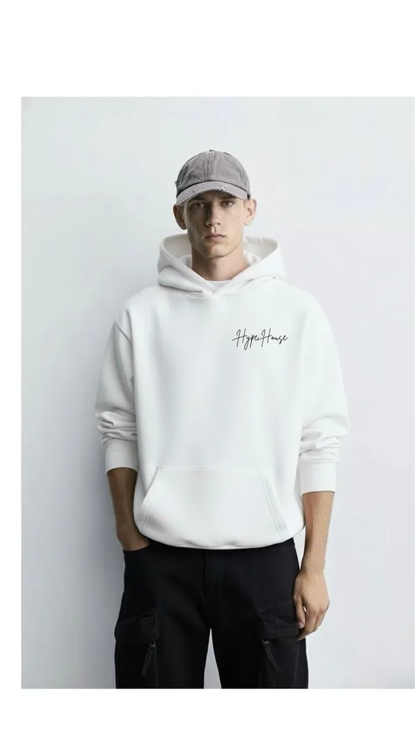 White_Premium_Casual_Cotton_Hoodie_For_Men