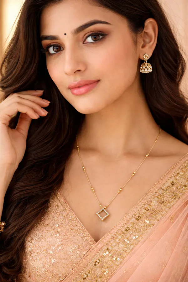 Gold_Plated_Alloy_Diamond_Shape_Pendant_Necklace_For_Women