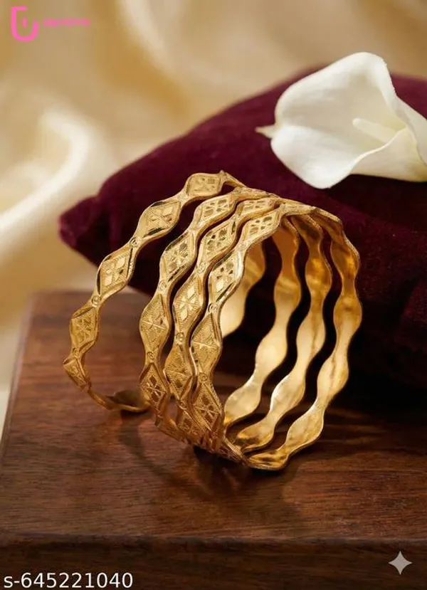 Gold_Plated_Alloy_Premium_Ethinic_Wear_Wavy_Design_Bangles_For_Women