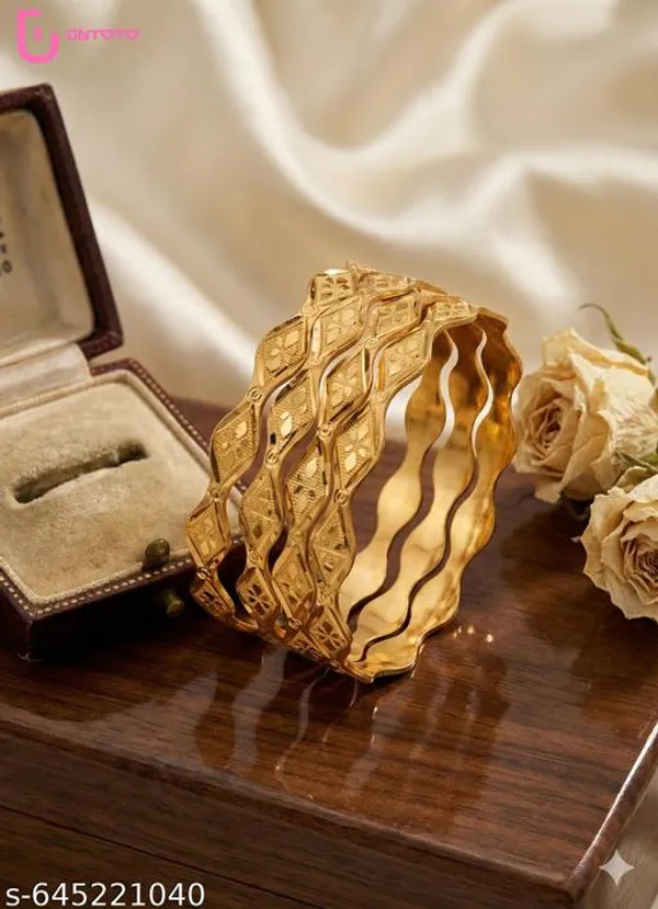 Gold_Plated_Alloy_Premium_Ethinic_Wear_Wavy_Design_Bangles_For_Women